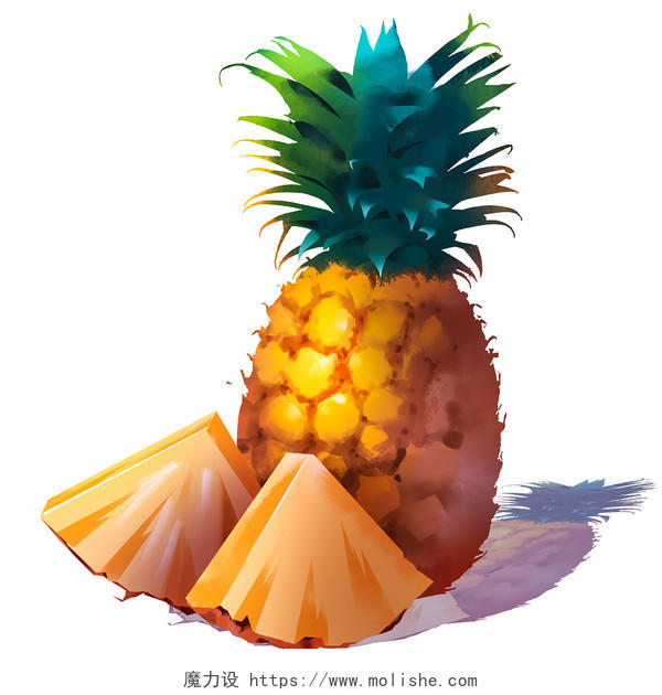 手绘卡通水彩水果菠萝素材